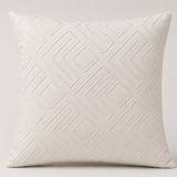 Handcrafted Cushion Cover – White | 16"x16" | Geometric Textured Design