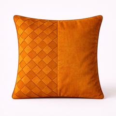 Fabric-Crafted Orange Cushion Cover – 12"x12" | Poly Cotton Fabric | Bold & Stylish