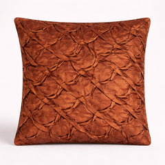 Fabric Crafted Cushion Cover – Coral | 16"x16" | Poly Cotton Fabric | Premium Crinkle Texture Design