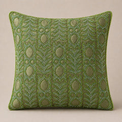 Handcrafted Cushion Cover – Green | 16"x16" | Elegant Poly Cotton Cushion Cover