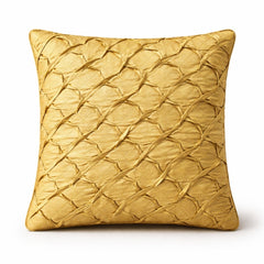 Fabric Crafted Cushion Cover – Light Yellow | 16"x16" | Poly Cotton Fabric | Premium Crinkle Texture Design