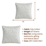 Handcrafted White Cushion Cover – 16"x16" | Mirror Dot Embroidery | Premium Poly Cotton | Elegant Decorative Accent
