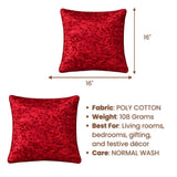 Fabric Crafted Cushion Cover – Red | 16"x16" | Poly Cotton | Embossed Floral Design