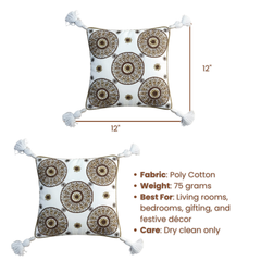 Handcrafted White Cushion Cover – 12"x12", Premium Poly Cotton