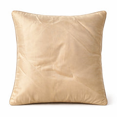 Fabric Crafted Cushion Cover – Beige | 12"x12" | Poly Cotton | Elegant Stitched Geometric Design