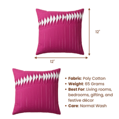 Fabric-Crafted Pink Cushion Cover – 12"x12" | Poly Cotton | Elegant Textured Design