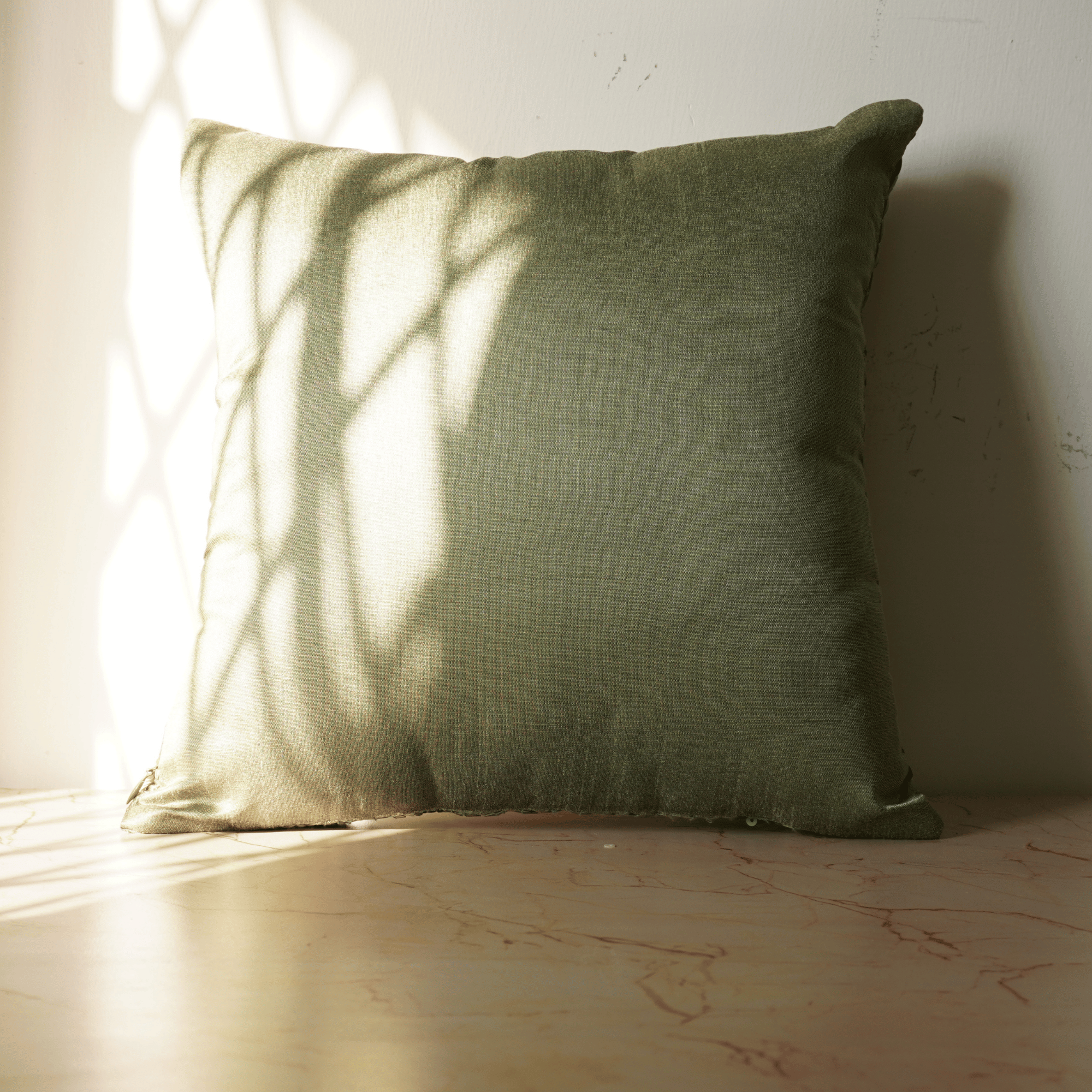 Handcrafted Olive Cushion Cover – 12"x12"