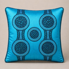 Handcrafted Cushion Cover – Turquoise | 16"x16" | Elegant Poly Cotton Cushion Cover