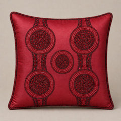Handcrafted Cushion Cover – Burgundy | 16"x16" | Elegant Poly Cotton Cushion Cover