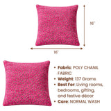 Fabric Crafted Cushion Cover – Pink | 16"x16" | Poly Chenille Fabric | Textured Stud Design