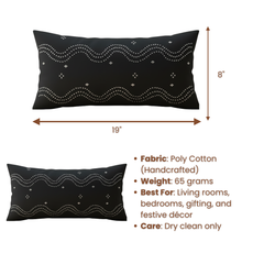 Handcrafted Black Bolster Cover – 19"x8", Premium Poly Cotton