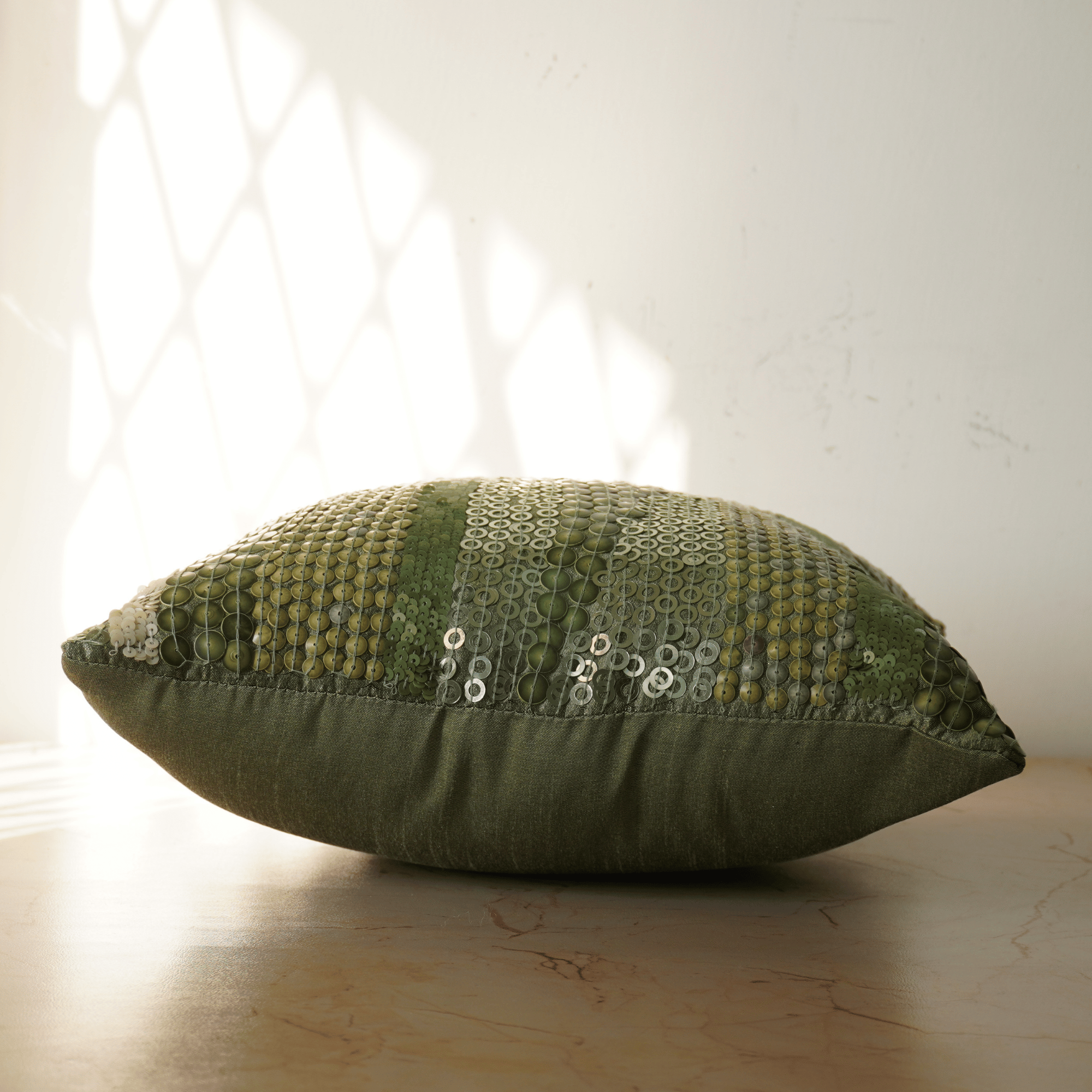 Handcrafted Olive Cushion Cover – 12"x12"