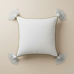 Handcrafted White Cushion Cover – 12"x12", Premium Poly Cotton