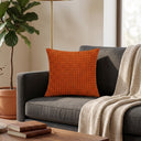 Handcrafted Light Orange Beaded Cushion Cover – 12"x12" | Premium Poly Cotton | Elegant Handcrafted Design