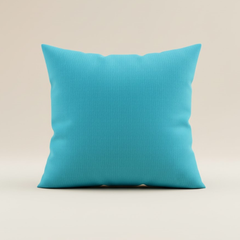 Handcrafted Turquoise Cushion Cover – 16"x16" | Decorative Bead & Thread Work | Premium Poly Cotton