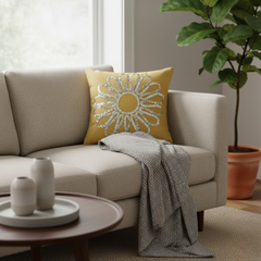 Handcrafted Rust Floral Cushion Cover – 12"x12", Premium Poly Cotton