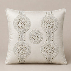 Handcrafted Cushion Cover – White | 16"x16" | Elegant Poly Cotton Cushion Cover