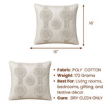 Handcrafted Cushion Cover – White | 16"x16" | Elegant Poly Cotton Cushion Cover