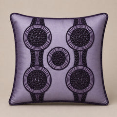 Handcrafted Cushion Cover – Light Purple | 16"x16" | Elegant Poly Cotton Cushion Cover
