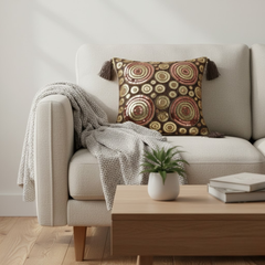 Handcrafted Brown Cushion Cover – 12"x12", Premium Poly Cotton