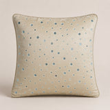 Handcrafted Cream Cushion Cover – 16"x16" | Mirror Dot Embroidery | Premium Poly Cotton | Elegant Decorative Accent