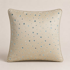 Handcrafted Cream Cushion Cover – 16"x16" | Mirror Dot Embroidery | Premium Poly Cotton | Elegant Decorative Accent
