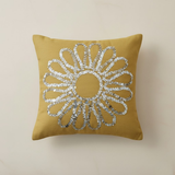 Handcrafted Mud Floral Cushion Cover – 12"x12", Premium Poly Cotton