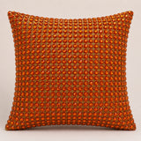 Handcrafted Light Orange Beaded Cushion Cover – 12"x12" | Premium Poly Cotton | Elegant Handcrafted Design