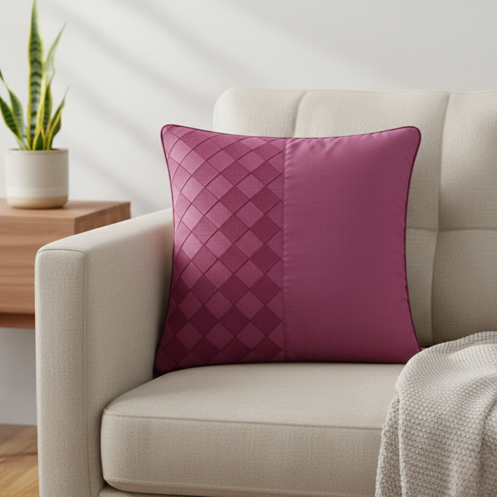 Fabric-Crafted Purple Cushion Cover – 12"x12" | Poly Cotton Fabric | Elegant & Vibrant
