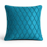 Fabric Crafted Cushion Cover – Turquoise | 12"x12" | Poly Cotton Fabric | Elegant Embossed Wavy Pattern Design