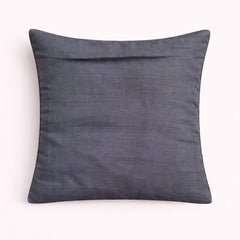 Fabric Crafted Cushion Cover – Black | 16"x16" | Poly Chenille Fabric | Textured Leaf Design