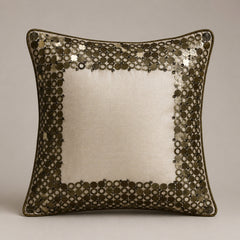 Handcrafted Cushion Cover – Beige | 12"x12" | Elegant Poly Cotton Cushion Cover