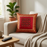 Hand Crafted Cushion Cover – Maroon | 12"x12" | Poly Cotton | Geometric Embroidery Design