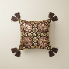 Handcrafted Brown Cushion Cover – 12"x12", Premium Poly Cotton