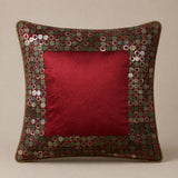 Handcrafted Cushion Cover – Maroon | 12"x12" | Elegant Poly Cotton Cushion Cover
