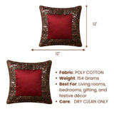 Handcrafted Cushion Cover – Maroon | 12"x12" | Elegant Poly Cotton Cushion Cover