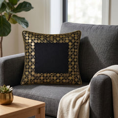 Handcrafted Cushion Cover – Black | 12"x12" | Elegant Poly Cotton Cushion Cover
