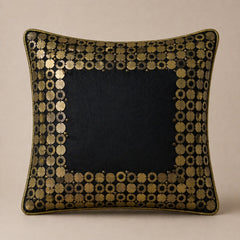 Handcrafted Cushion Cover – Black | 12"x12" | Elegant Poly Cotton Cushion Cover