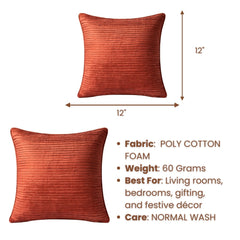 Fabric Crafted Cushion Cover – Melon | 12"x12" | Poly Cotton Foam | Ribbed Texture Design