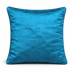 Fabric Crafted Cushion Cover – Turquoise | 12"x12" | Poly Cotton Fabric | Elegant Embossed Wavy Pattern Design