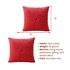 Fabric Crafted Red Cushion Cover – 16"x16" | Premium Poly Cotton