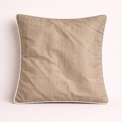 Fabric Crafted Cushion Cover – Camel | 12"x12" | Poly Cotton | Elegant Stitched Geometric Design