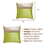 Fabric Crafted Cushion Cover – Green | 16"x16" | Chanil Fabric | Premium Textured Designer Cushion Cover