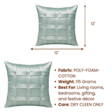 Hand-Crafted Cushion Cover – Green Silver | 12"x12" | Poly-Foam-Cotton | Elegant Festive Accent