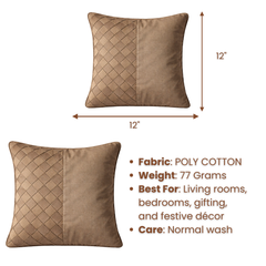 Fabric-Crafted Bronze Cushion Cover – 12"x12" | Poly Cotton Fabric | Elegant & Modern