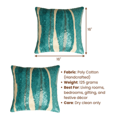 Handcrafted Turquoise Cushion Cover – 16"x16"