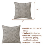 Handcrafted Cushion Cover – Dark Grey | 16"x16" | Geometric Embroidered Decorative Cushion Cover