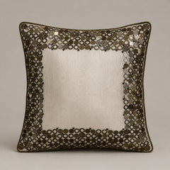 Handcrafted Cushion Cover – Beige | 16"x16" | Elegant Poly Cotton Cushion Cover