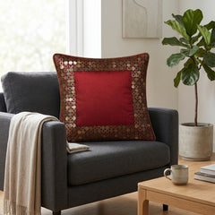 Handcrafted Cushion Cover – Maroon | 16"x16" | Elegant Poly Cotton Cushion Cover