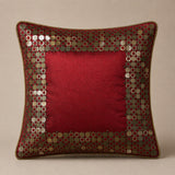 Handcrafted Cushion Cover – Maroon | 16"x16" | Elegant Poly Cotton Cushion Cover